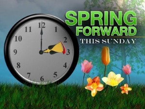 Turn your clocks ahead one hour before bed on Saturday night. Don't forget to change your smoke detector batteries, too!