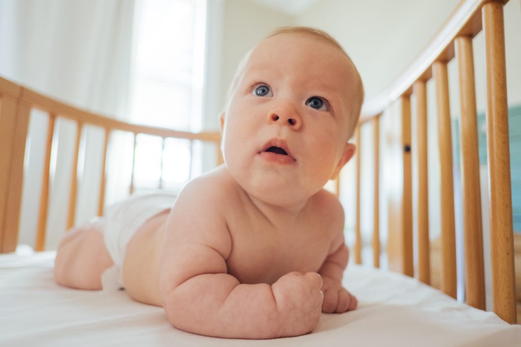 baby doing tummy time